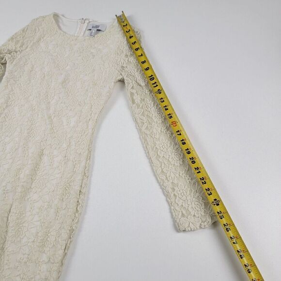 Belle Bagley Mischka Dress Lace Long Sleeve Ivory Formal Zip Up - Picture 8 of 13